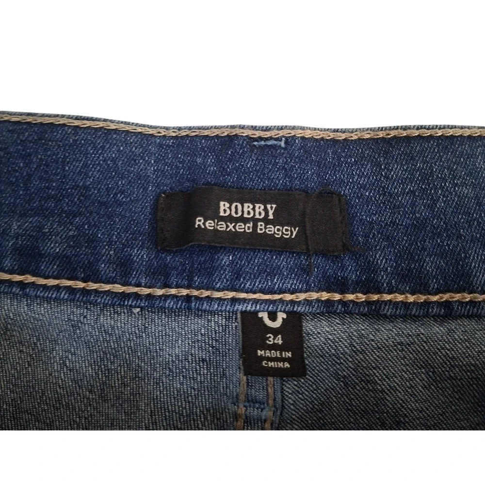 True Religion Bobby Relaxed Baggy Jeans Men's 34* Medium Blaze Wash Blue Denim